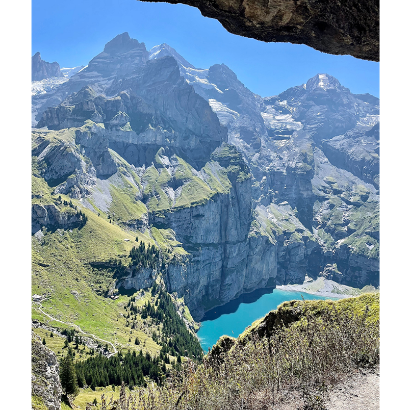 A beautiful photo of a Swiss alpine meadow valley.